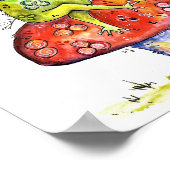 可愛いお洒落グリーンカエルの足掛け ポスター (角)