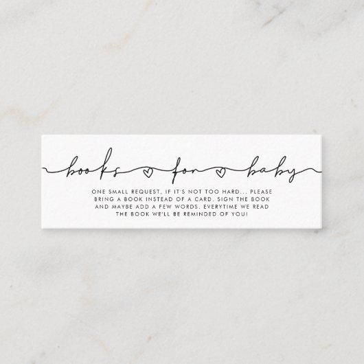可愛いお洒落スクリプトブックベビー要求カード スキニー名刺 (正面)