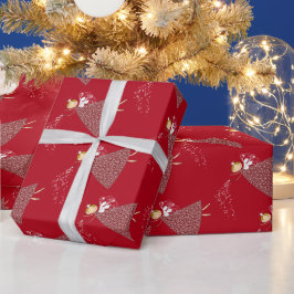 可愛いお洒落スノーフレーク妖精クリスマスギフトラップ ラッピングペーパー