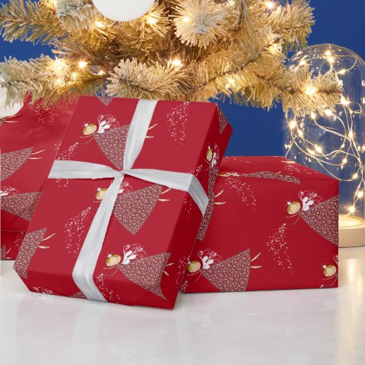 可愛いお洒落スノーフレーク妖精クリスマスギフトラップ ラッピングペーパー (クリスマス)