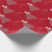 可愛いお洒落スノーフレーク妖精クリスマスギフトラップ ラッピングペーパー (角)