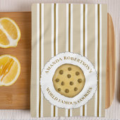 可愛いお洒落チョコストライプのートチップクッキー キッチンタオル