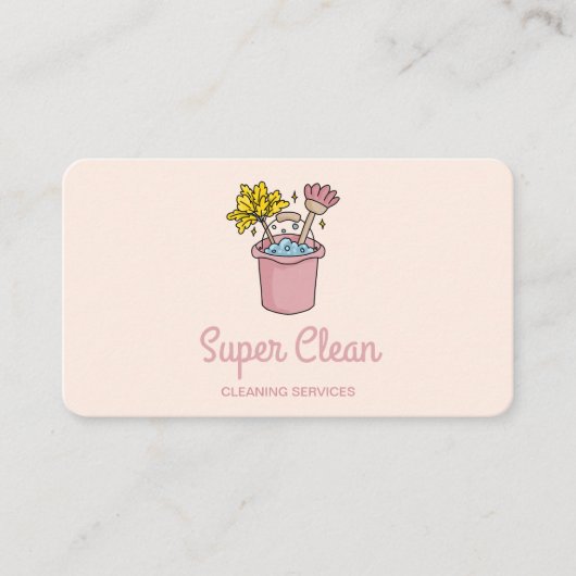 可愛いお洒落ドールハウスクリーニングロゴブルーム 名刺 (正面)