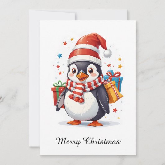 可愛いお洒落ノンフォト動物メリークリスマス シーズンカード (正面)