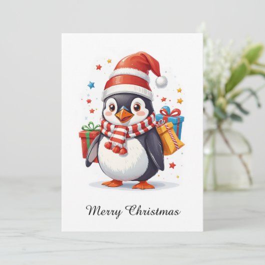 可愛いお洒落ノンフォト動物メリークリスマス シーズンカード (スタンド正面)