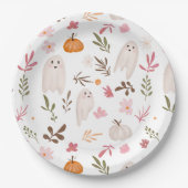 可愛いお洒落ハロウィン幽霊柄ベビーシャワー ペーパープレート (正面)