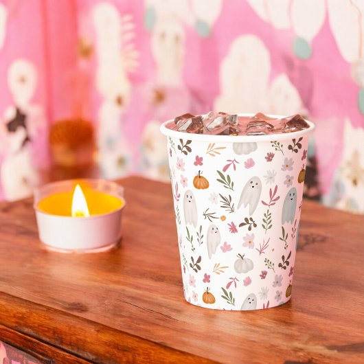 可愛いお洒落ハロウィン幽霊柄ベビーシャワー 紙コップ