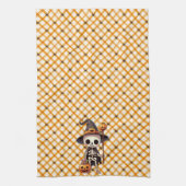可愛いお洒落ハロウィーンの骨格 キッチンタオル (縦)