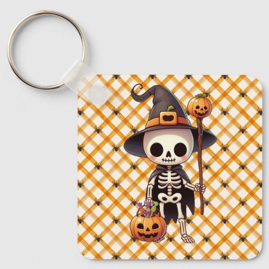 可愛いお洒落ハロウィーンの骨格 キーホルダー (正面)
