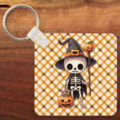 可愛いお洒落ハロウィーンの骨格 キーホルダー (正面)