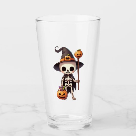 可愛いお洒落ハロウィーンの骨格 タンブラーグラス (正面)