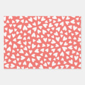 可愛いお洒落ハート花柄ネイビーブルー ラッピングペーパーシート (正面3)