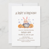 可愛いお洒落バニーの醸造ハロウィーンベイビーシャワー 招待状 (正面)