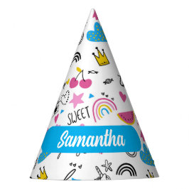 可愛いお洒落ファーストネームUnicornレインボーパターン パーティーハット