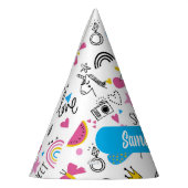 可愛いお洒落ファーストネームUnicornレインボーパターン パーティーハット (左)