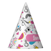 可愛いお洒落ファーストネームUnicornレインボーパターン パーティーハット (左)