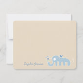 可愛いお洒落ブルーエレファントラブボーイ赤ちゃんシャワー サンキューカード (正面)