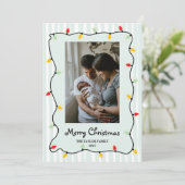 可愛いお洒落メリークリスマスライト写真 招待状 (スタンド正面)