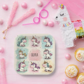 可愛いお洒落ユニコーン ペーパープレート (パーティー)