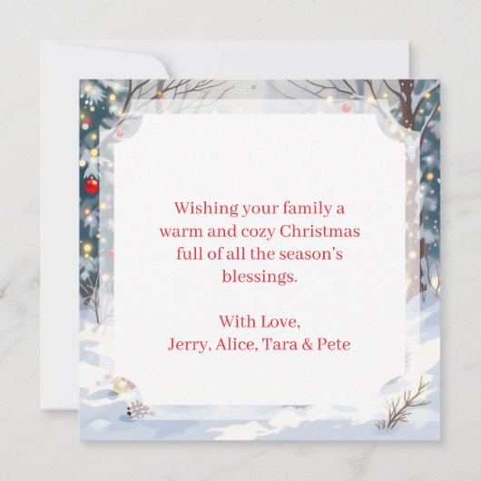 可愛いお洒落ラクーンパーソナライズされたクリスマス カード (裏面)