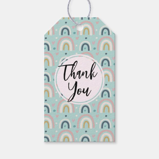 可愛いお洒落レインボーパターン ギフトタグ (正面)