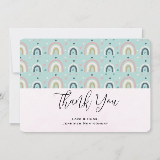 可愛いお洒落レインボーパターン サンキューカード (正面)