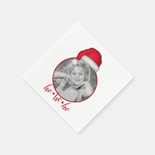 可愛いお洒落休日のクリスマスフォトファミリー スタンダードカクテルナプキン (角)