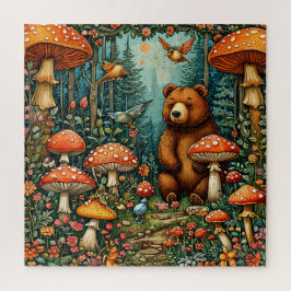 可愛いお洒落動物が登場する森の風景 ジグソーパズル