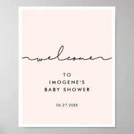 可愛いお洒落台本ベビーシャワーへようこそ ポスター