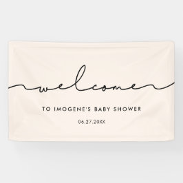 可愛いお洒落台本ベビーシャワーへようこそ 横断幕