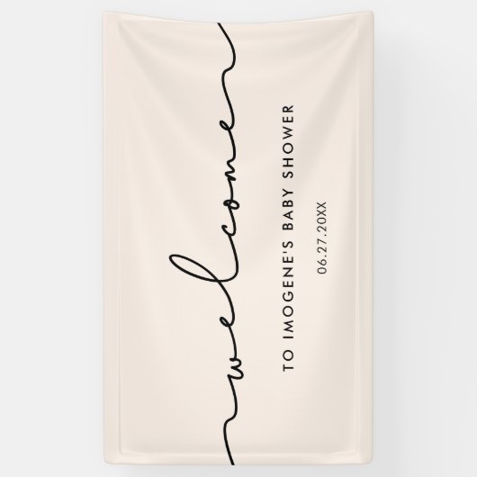 可愛いお洒落台本ベビーシャワーへようこそ 横断幕 (縦)
