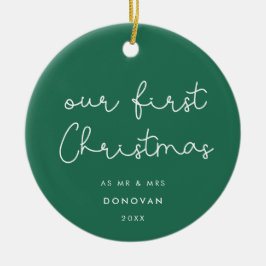 可愛いお洒落台本初めてのクリスマス写真 セラミックオーナメント