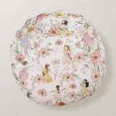 可愛いお洒落妖精の山花園牧草地 ラウンドクッション (裏面)