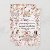 可愛いお洒落妖精誕生日ワイルドフラワーガーデン サンキューカード (正面/裏面)