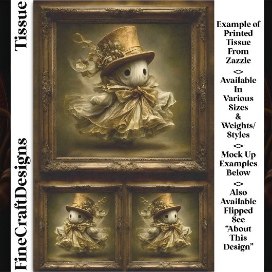 可愛いお洒落幽霊ヴィンテージフレームDU3Rデコページ 薄葉紙