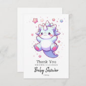 可愛いお洒落恐竜の赤ちゃんシャワー サンキューカード (正面/裏面)