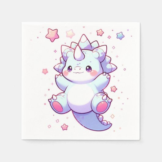 可愛いお洒落恐竜の赤ちゃんシャワー スタンダードカクテルナプキン (正面)