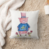 可愛いお洒落愛国豚 クッション (ブランケット)