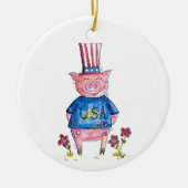 可愛いお洒落愛国豚 セラミックオーナメント (正面)