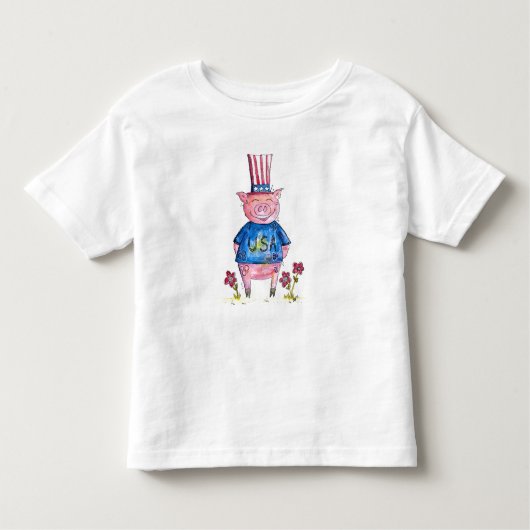 可愛いお洒落愛国豚 トドラーTシャツ (正面)