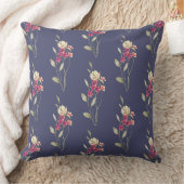 可愛いお洒落水彩花模様ブルー クッション (ブランケット)