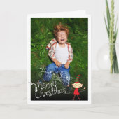 可愛いお洒落漫画小妖精や小人メリークリスマスフォト シーズンカード (正面)