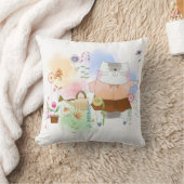 可愛いお洒落猫園芸花サマー クッション (ブランケット)