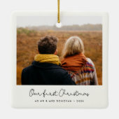 可愛いお洒落私たちの初めてのクリスマス写真 セラミックオーナメント (裏面)