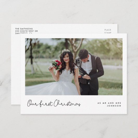 可愛いお洒落私たちの初めてのクリスマス写真 ポストカード (正面/裏面)