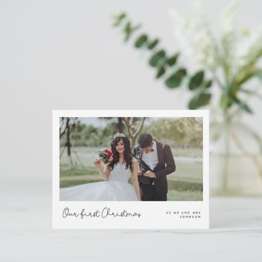 可愛いお洒落私たちの初めてのクリスマス写真 ポストカード (スタンド正面)