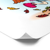 可愛いお洒落秋ガールキッズデコールアート ポスター (角)