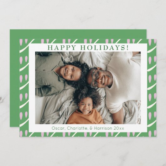 可愛いお洒落緑の薄紫の形のカスタム写真 シーズンカード (正面/裏面)