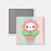 可愛いお洒落花ポット マグネット (正面/裏面)