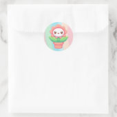 可愛いお洒落花ポット ラウンドシール (バッグ)